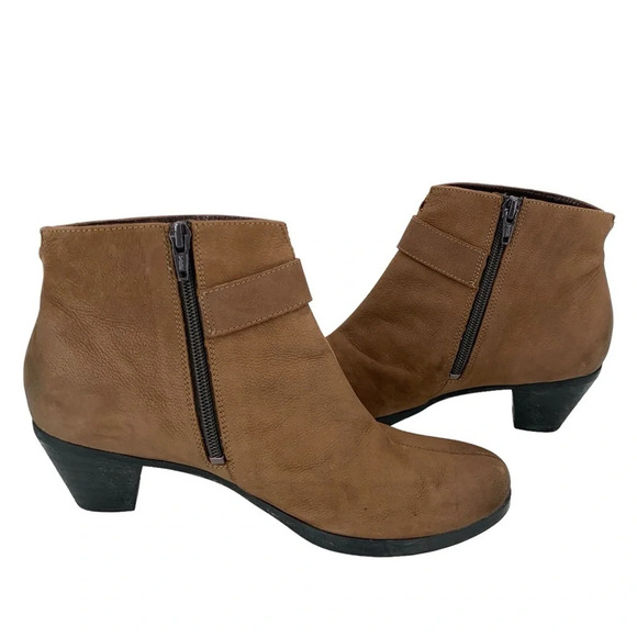 Mephisto Ankle Boots Booties Womens 8.5 Brown Leather Zip Up Fall - Picture 7 of 11